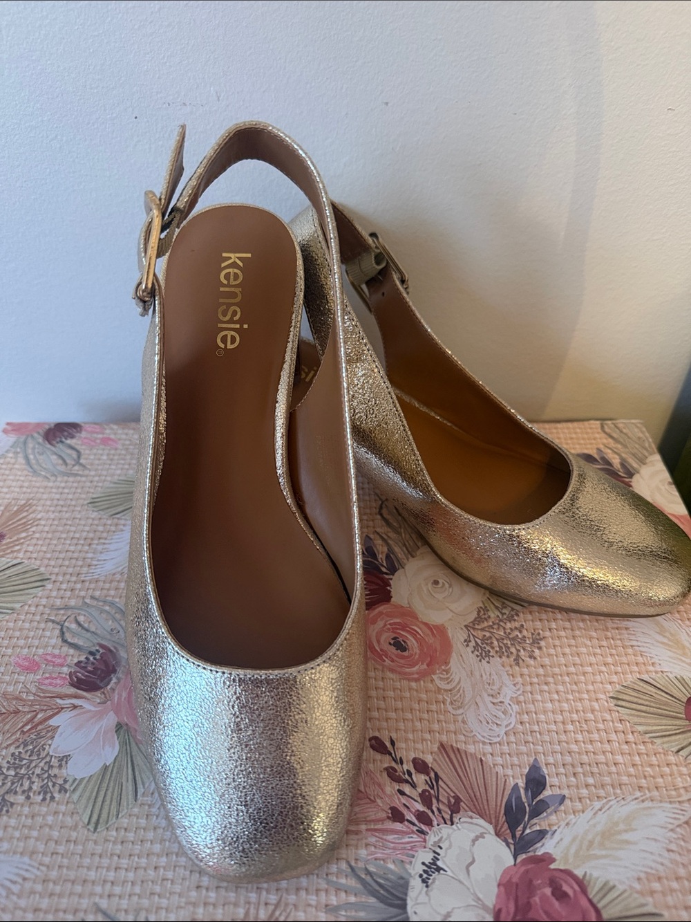 Kensie Metallic Gold Slingback Heels